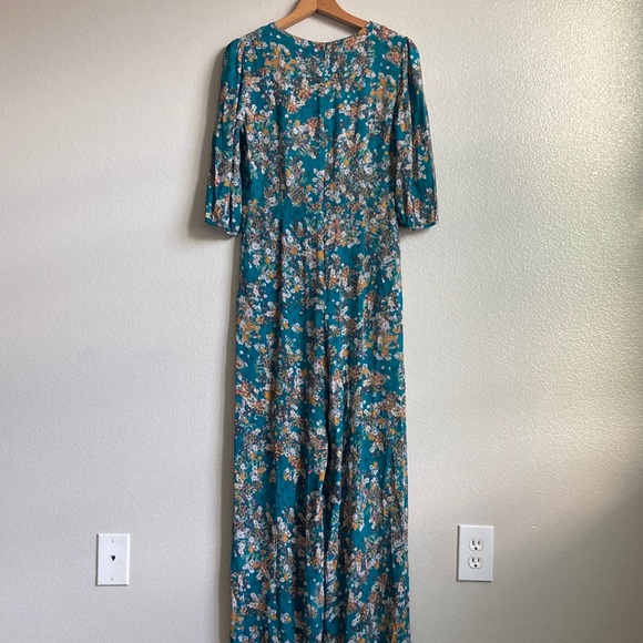 Anthropologie Kachel Teatime Silk Viscose Blend Floral Jumpsuit Wide Leg sz 8 - Picture 3 of 14